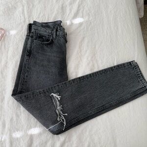 ANINE BING Brenda Tapered High Rise Jean Ripped 24